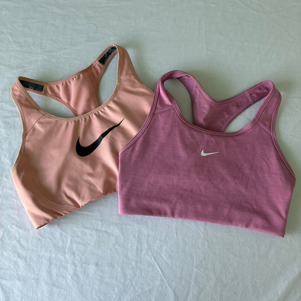 Nike Dri-FIT Sports Bra Lot of 2 Pink Peach Racerback Medium AJ5219-648